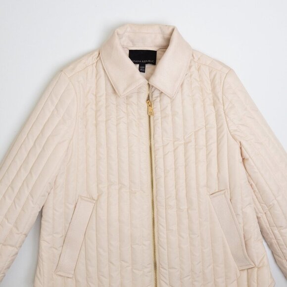 Banana Republic  Quilted Jacket Barn Water Resistant Ivory - Picture 4 of 16